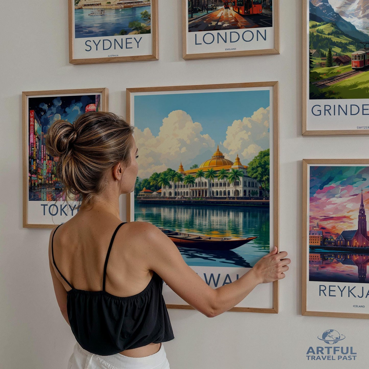 Travel Wall Art Set, City Posters Print, Sydney London Tokyo Warsaw Reykjanesgrind, Living Room Gallery Wall, Scenic Decor