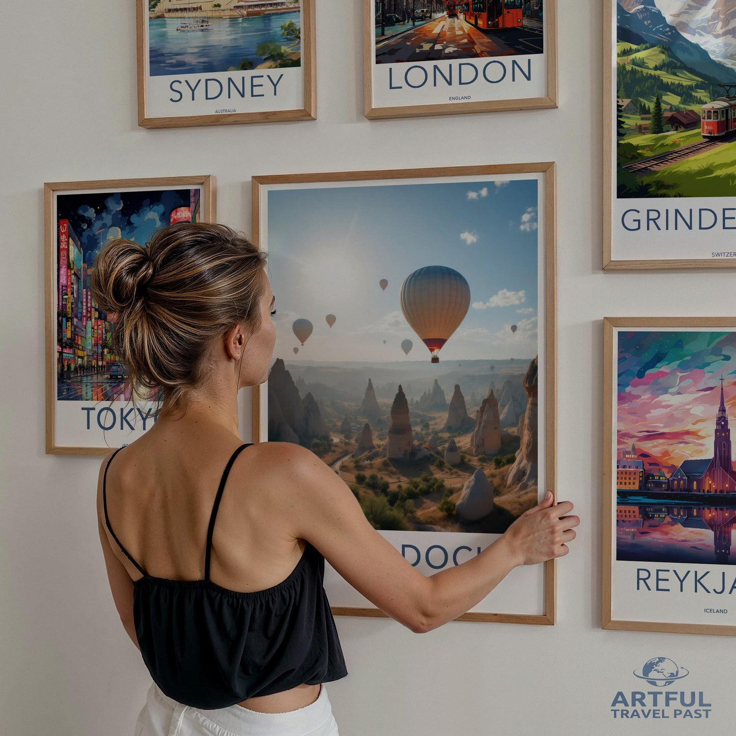 Hot Air Balloon Travel Poster, Cappadocia Wall Art, Travel Print Home Decor, Modern Wall Decor, Great Gift for Travelers