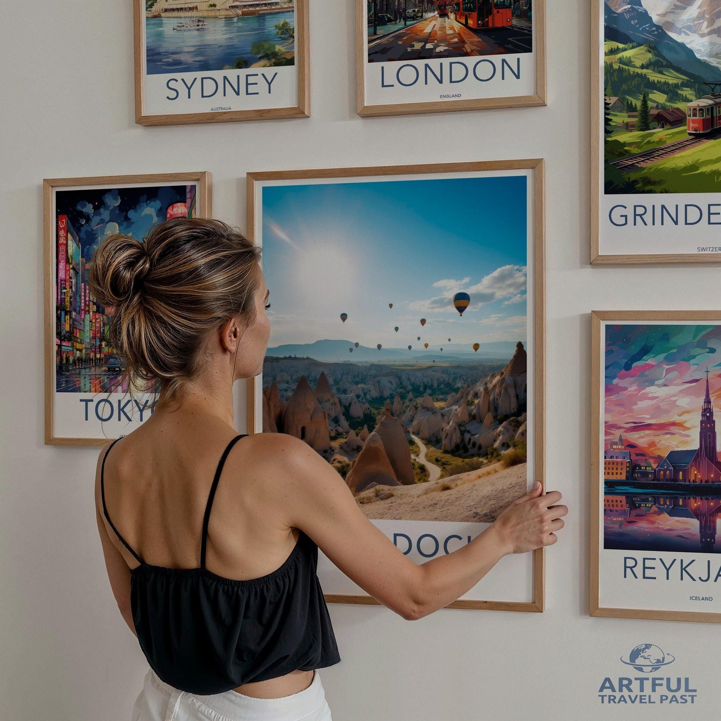 Cappadocia Hot Air Balloon Wall Art, Travel Poster Set, Modern Home Decor, City Print Gallery, Colorful Travel Themed Artwork