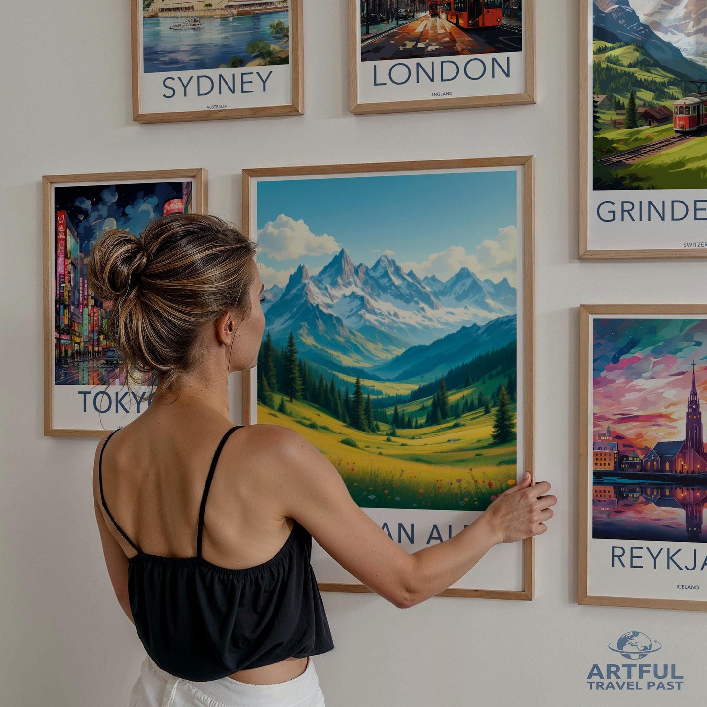 World Travel Posters Set of 6, Vintage City Print, Travel Wall Art, Cityscape Poster, Home Decoration, Travel Lover Gift