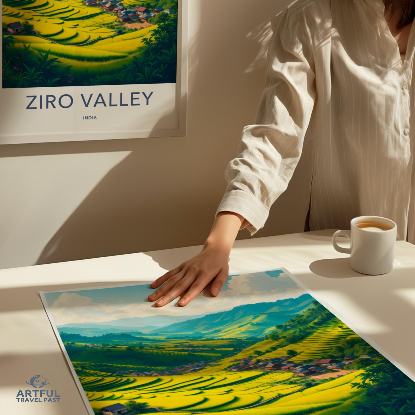 Ziro Valley Art Print, India Travel Poster, Beautiful Landscape Artwork, Wall Decor for Home or Office, Scenic Nature Illustration