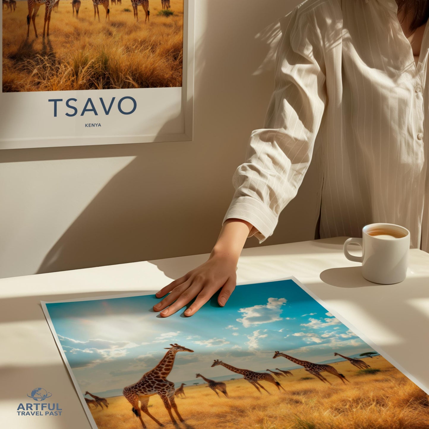 Tsavo Kenya Giraffe Print, African Safari Wall Art, Adventure Travel Decor, Wildlife Photography, Nature Landscape Poster