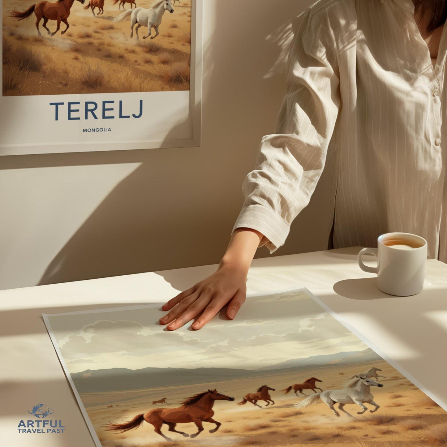 Wild Horses Wall Art, Terelj Mongolia Poster, Nature Travel Print, Equestrian Scene, Home Decor, Horse Lovers Gift Idea