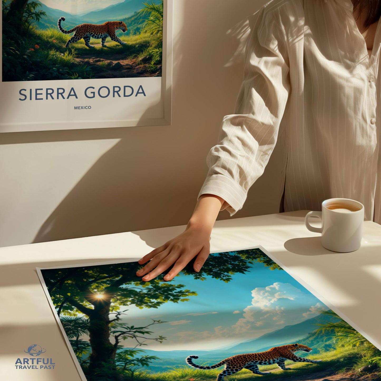 Vintage Sierra Gorda Mexico Travel Poster, Retro Wall Art Leopard Print, Nature Wildlife Art, Gift for Art Lovers