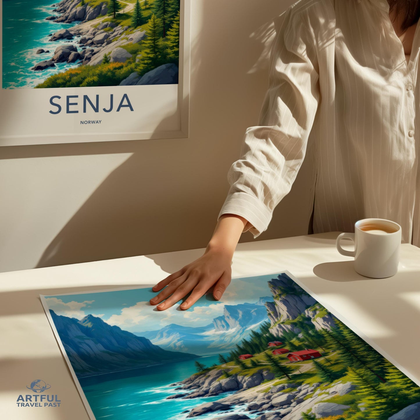 Scenic Senja Norway Art Print, Coastal Landscape Wall Decor, Nature Inspired Poster, Mountain and Sea Artwork, Travel Past Collection