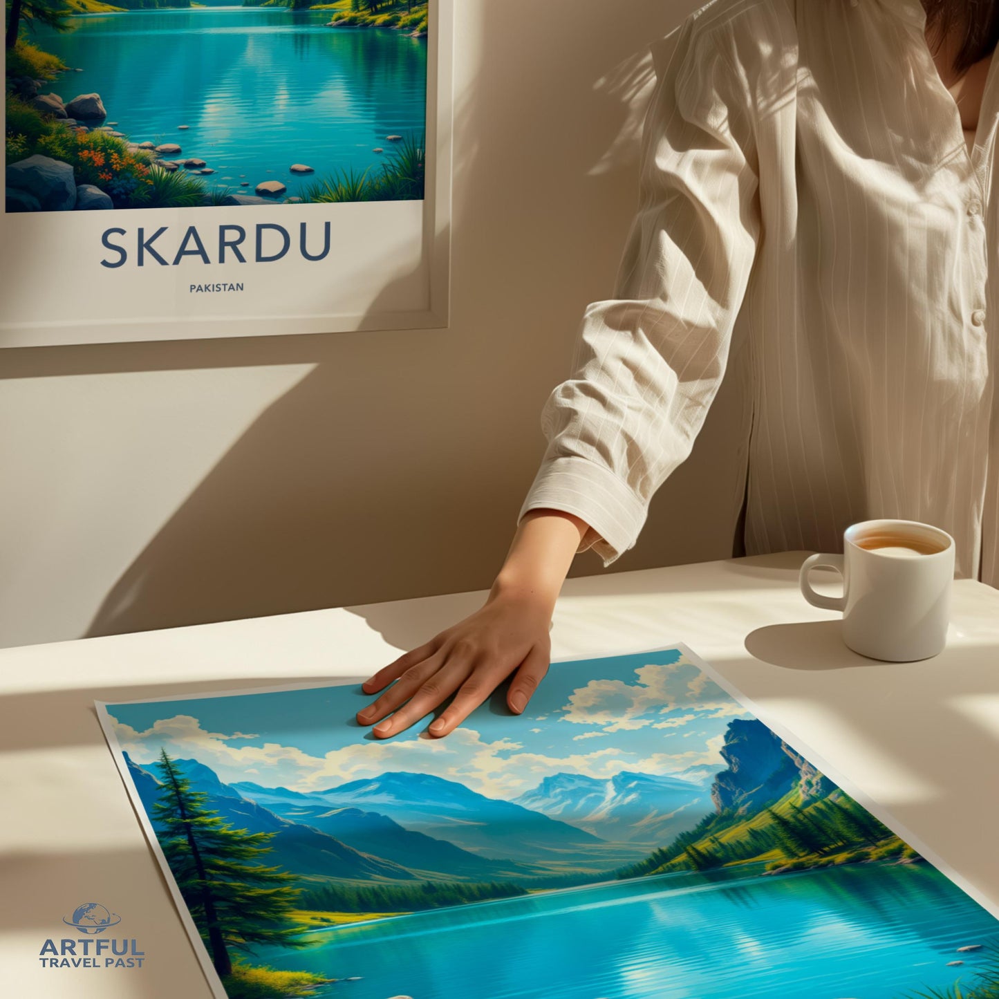 Skardu Pakistan Travel Poster, Scenic Landscape Wall Art, Nature Lover Gift, Mountain and Lake Print, Adventure Home Decor