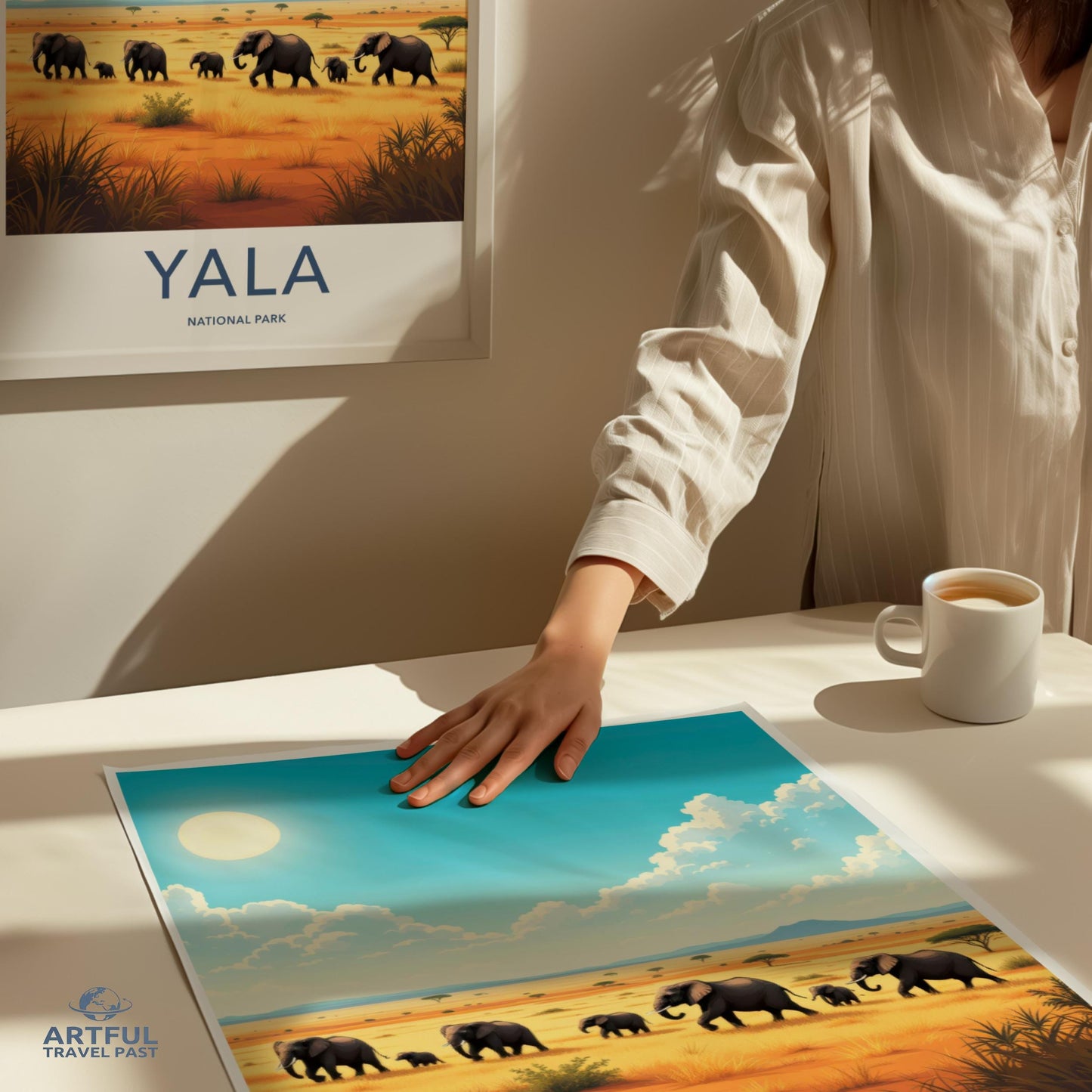 Yala National Park Poster, Elephant Herd Artwork, Travel Print, Wall Decor, Wildlife Art, Beautiful Landscape, Home Decor
