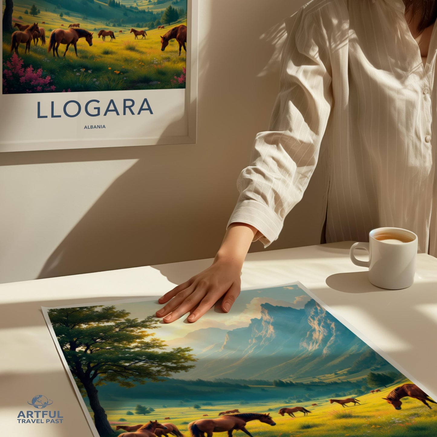 Llogara Albania Poster, Travel Art Print, Scenic Nature Landscape, Wall Decor, Home Decoration, Beautiful Herd of Horses
