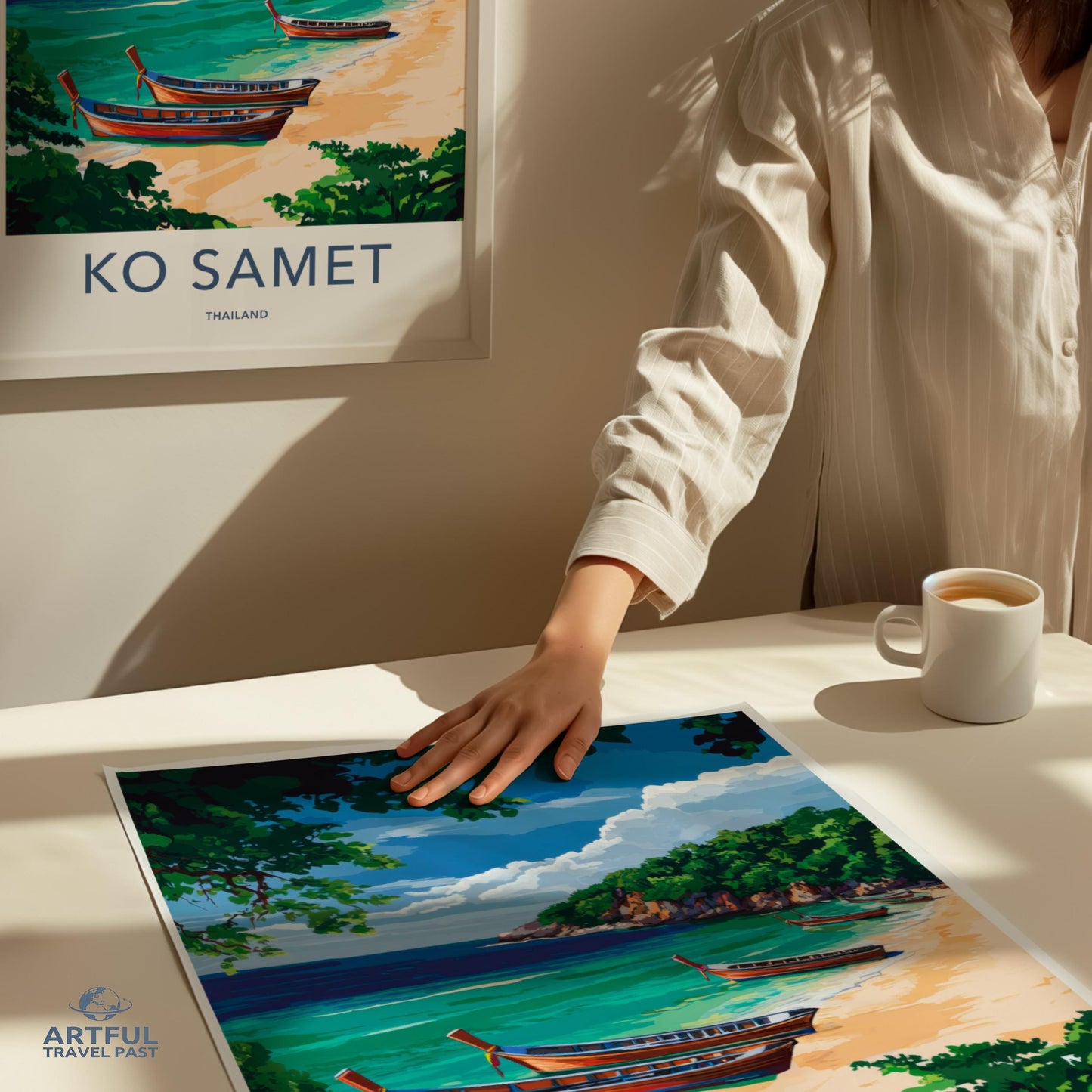 Ko Samet Thailand Travel Poster, Tropical Beach Decor Print, Scenic Coastal Wall Art, Island Getaway Artwork, Vintage Travel Print