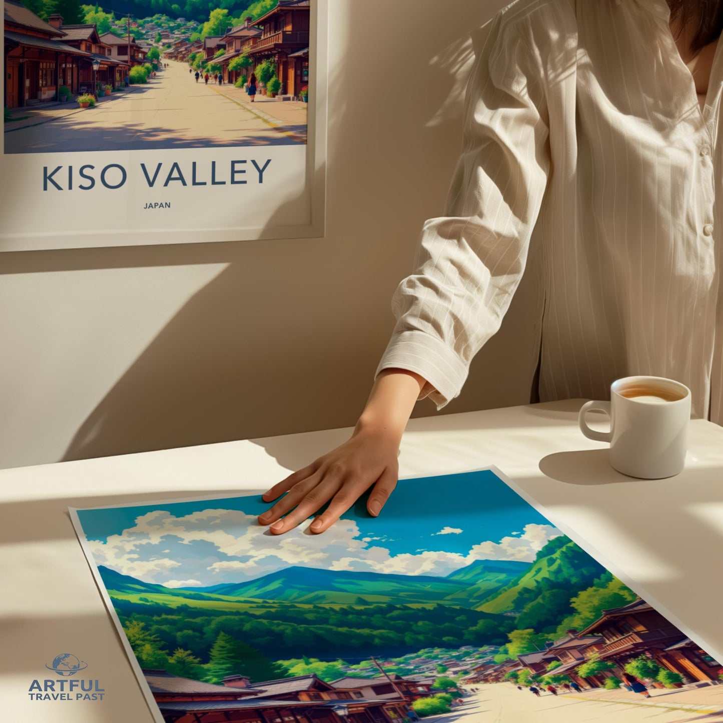 Kiso Valley Japan Travel Print, Japanese Village Art, Kiso Valley Poster, Scenic Japan Wall Decor, Mountain Landscape Print