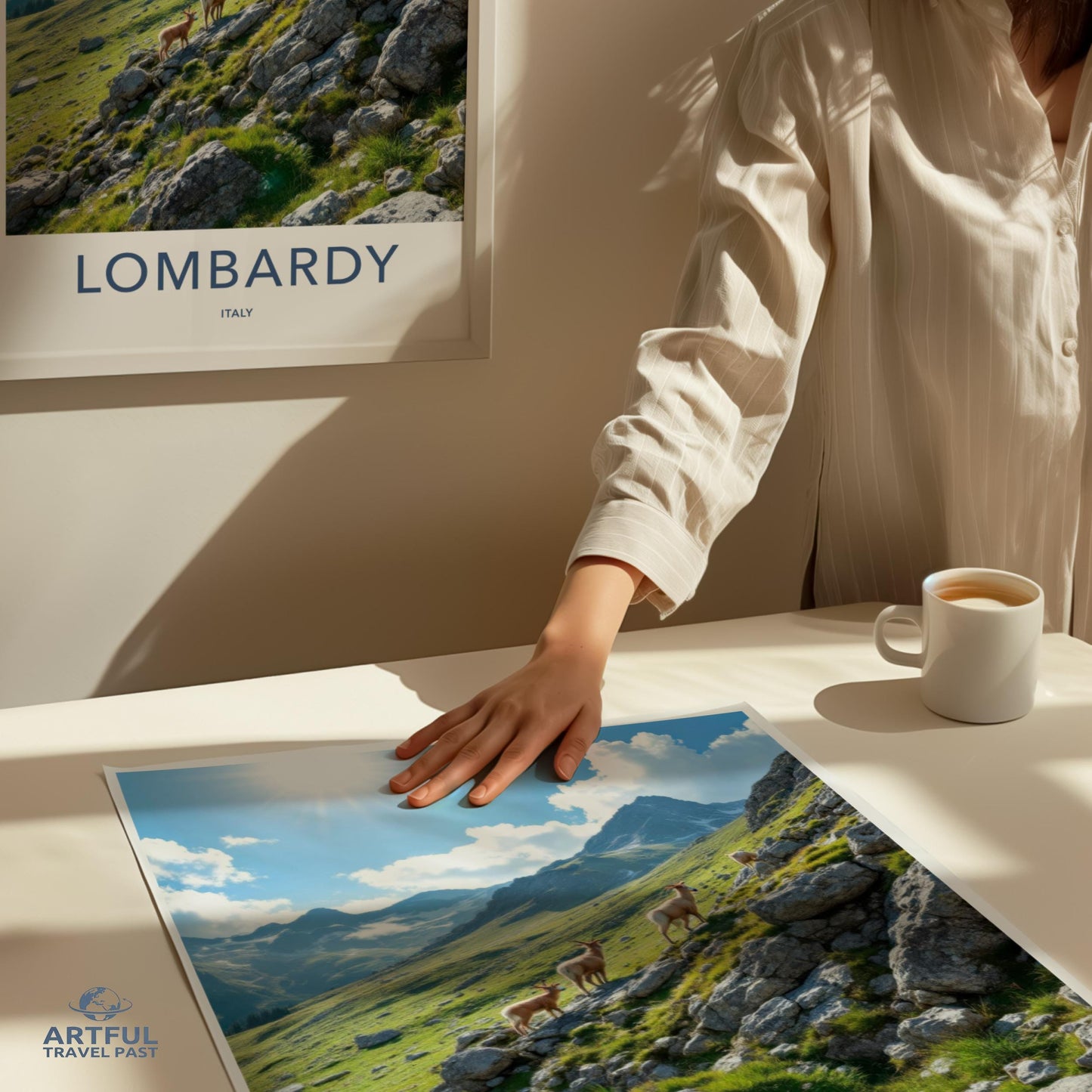 Lombardy travel poster, Italy landscape print, Alp scenery wall art, Nature decor, Mountain view photo, Home office decor, Travel gift