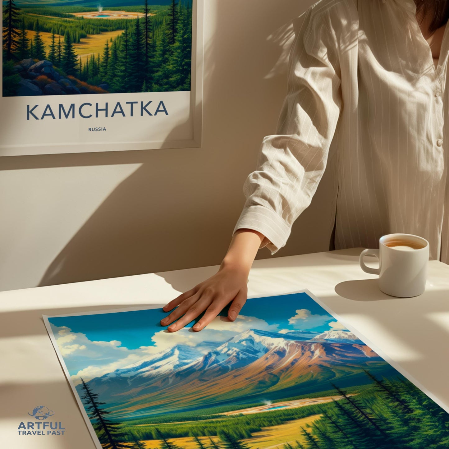 Kamchatka Travel Art Print, Scenic Mountain Landscape Poster, Russia Nature Artwork, Wall Decor for Home or Office, Gift Idea