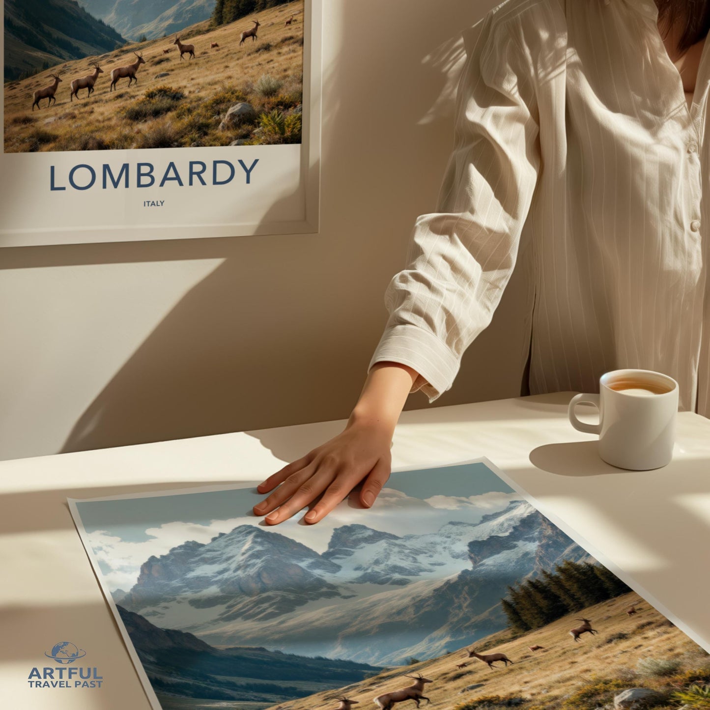 Lombardy Italy Travel Poster, Vintage Travel Art Print, Retro Wall Decor, Scenic Landscape Posters, National Park Artwork