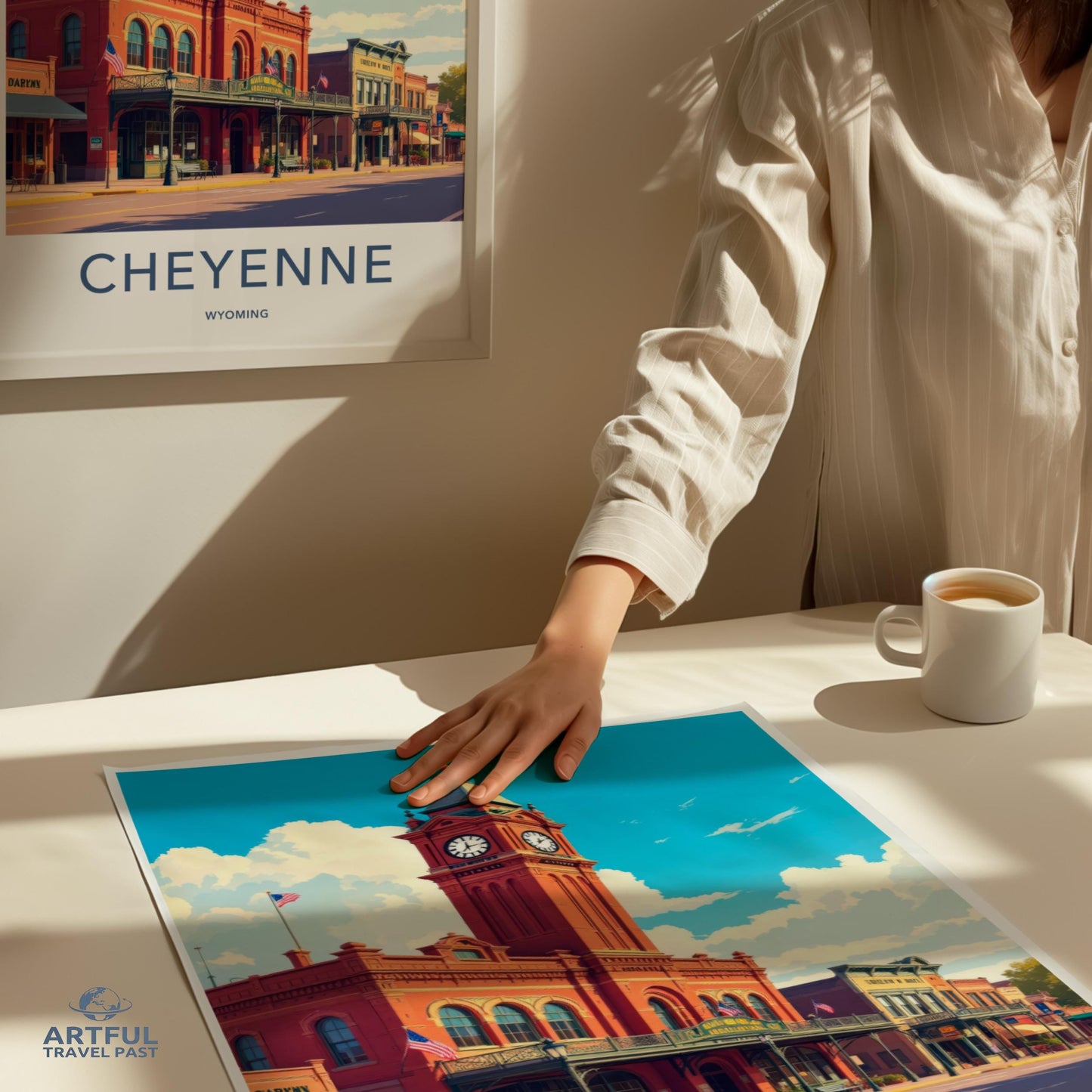 Cheyenne Wyoming Travel Print, Colorful Cityscape Art, Wall Decor, Unique Travel Poster, Historic Town Painting, USA Travel Destination