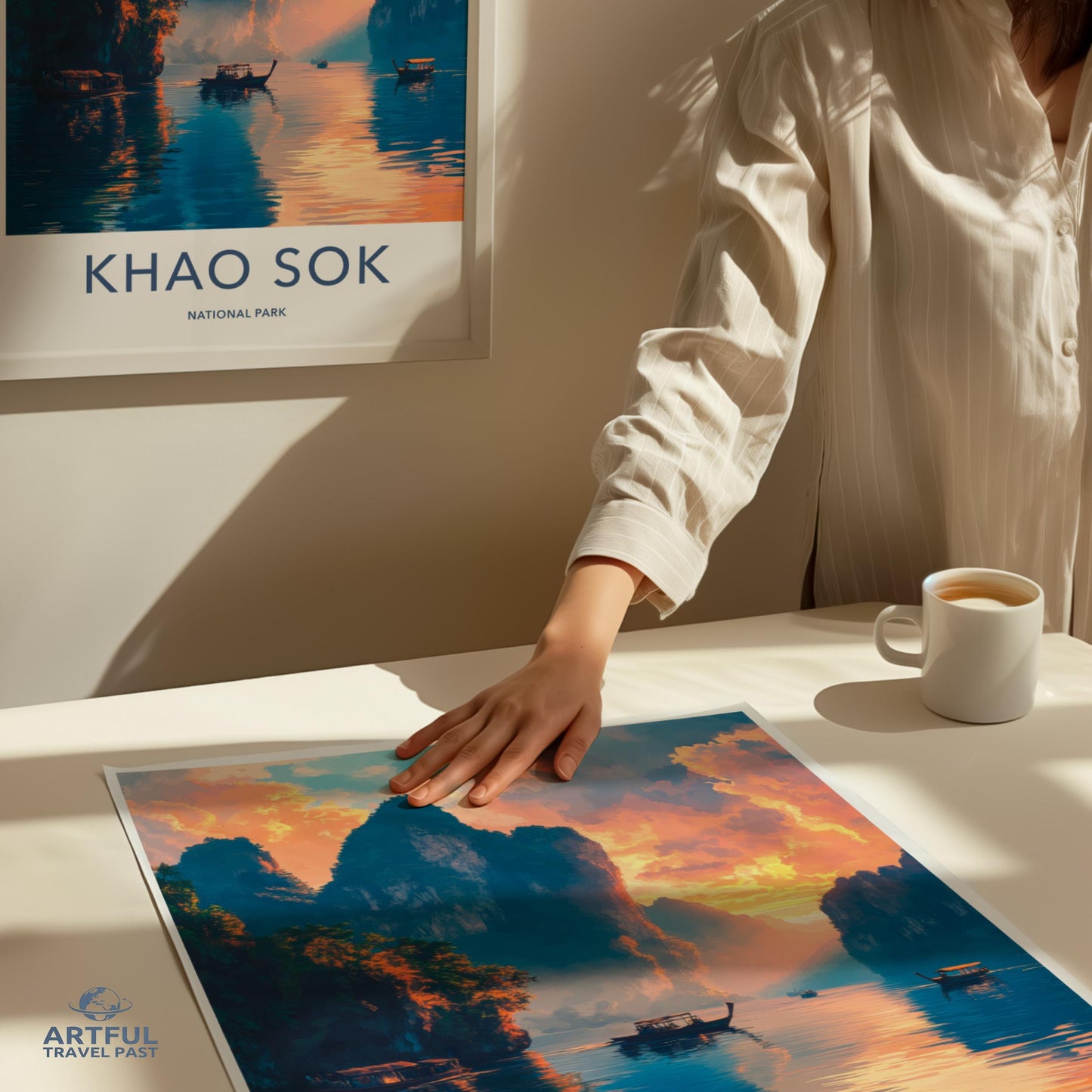 Khao Sok National Park Poster, Sunset Landscape Print, Travel Art Decor, Large Wall Art, Scenic Nature Photography, Office Decoration