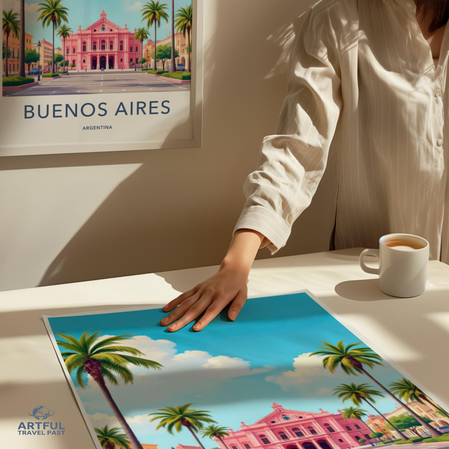 Buenos Aires Travel Poster, Argentina Wall Art, Palm Tree Print, Latin America Decor, Colorful Cityscape, Vintage Travel Illustration