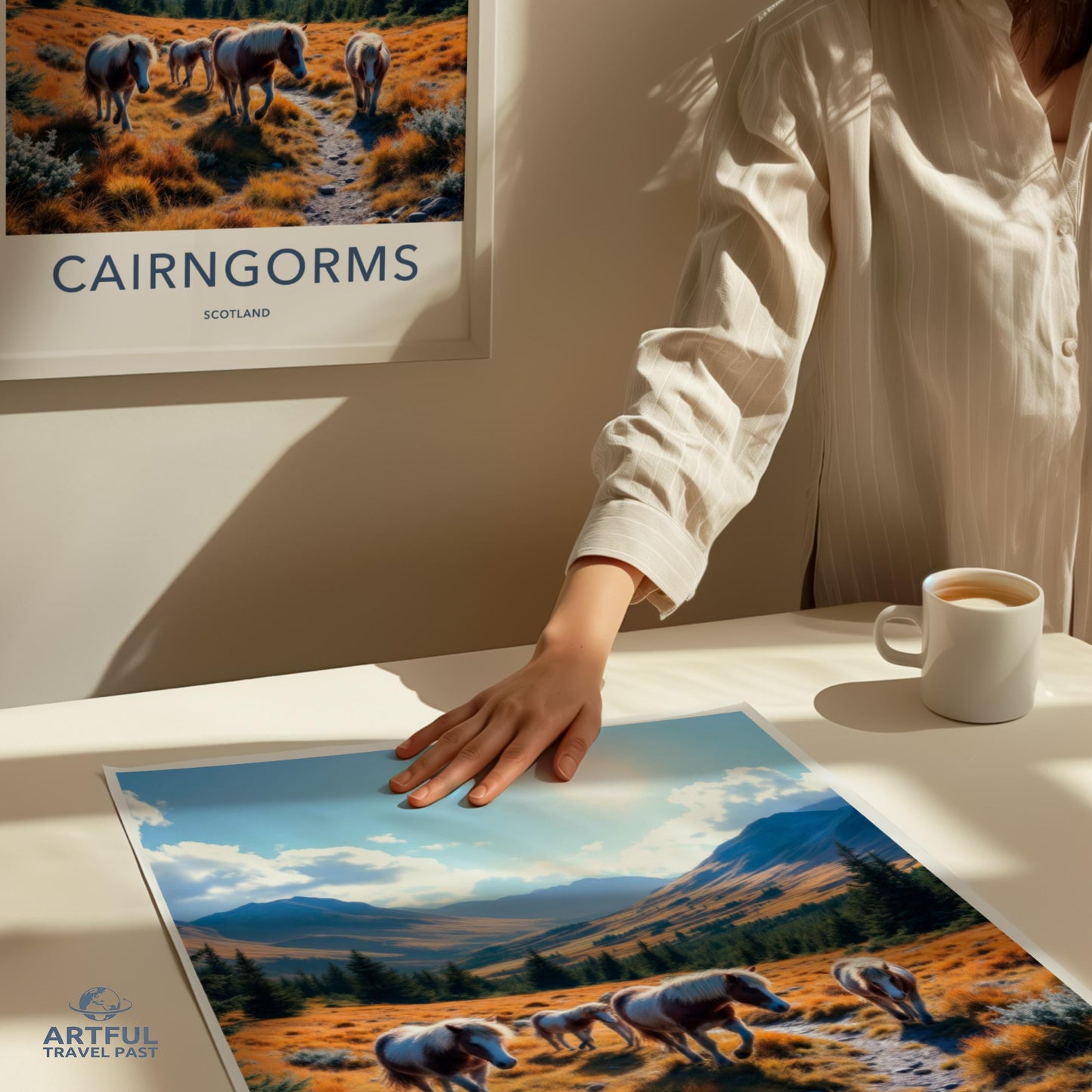 Cairngorms Scotland Travel Poster, Wall Art, Vintage Style, Landscape Print, Home Decor, Gift Idea, Retro Artwork, Mountains