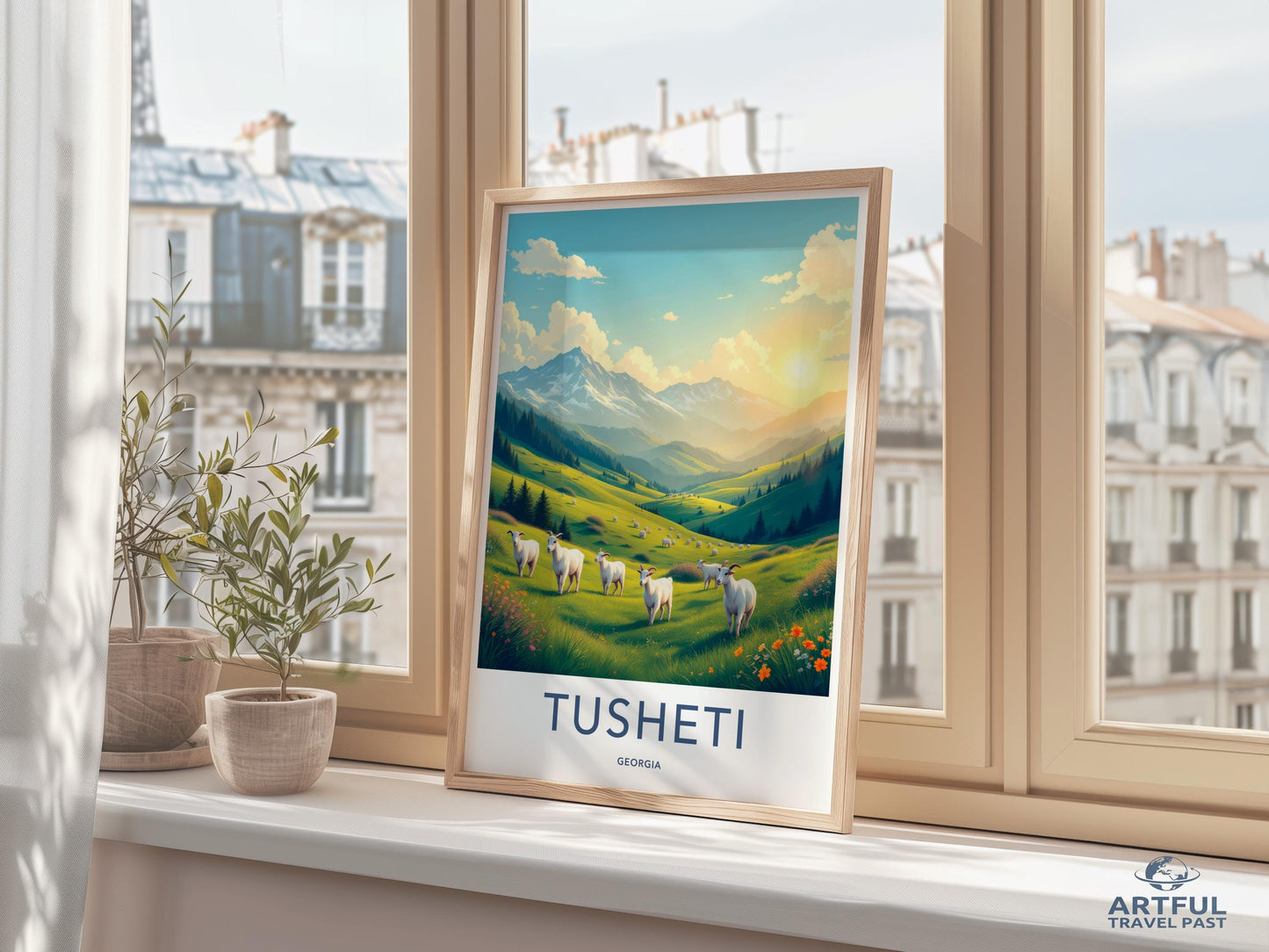 Tusheti Georgia Travel Poster, Mountain Landscape Art Print, Scenic Nature Wall Decor, Beautiful Pastoral Scene, Home Office Artwork
