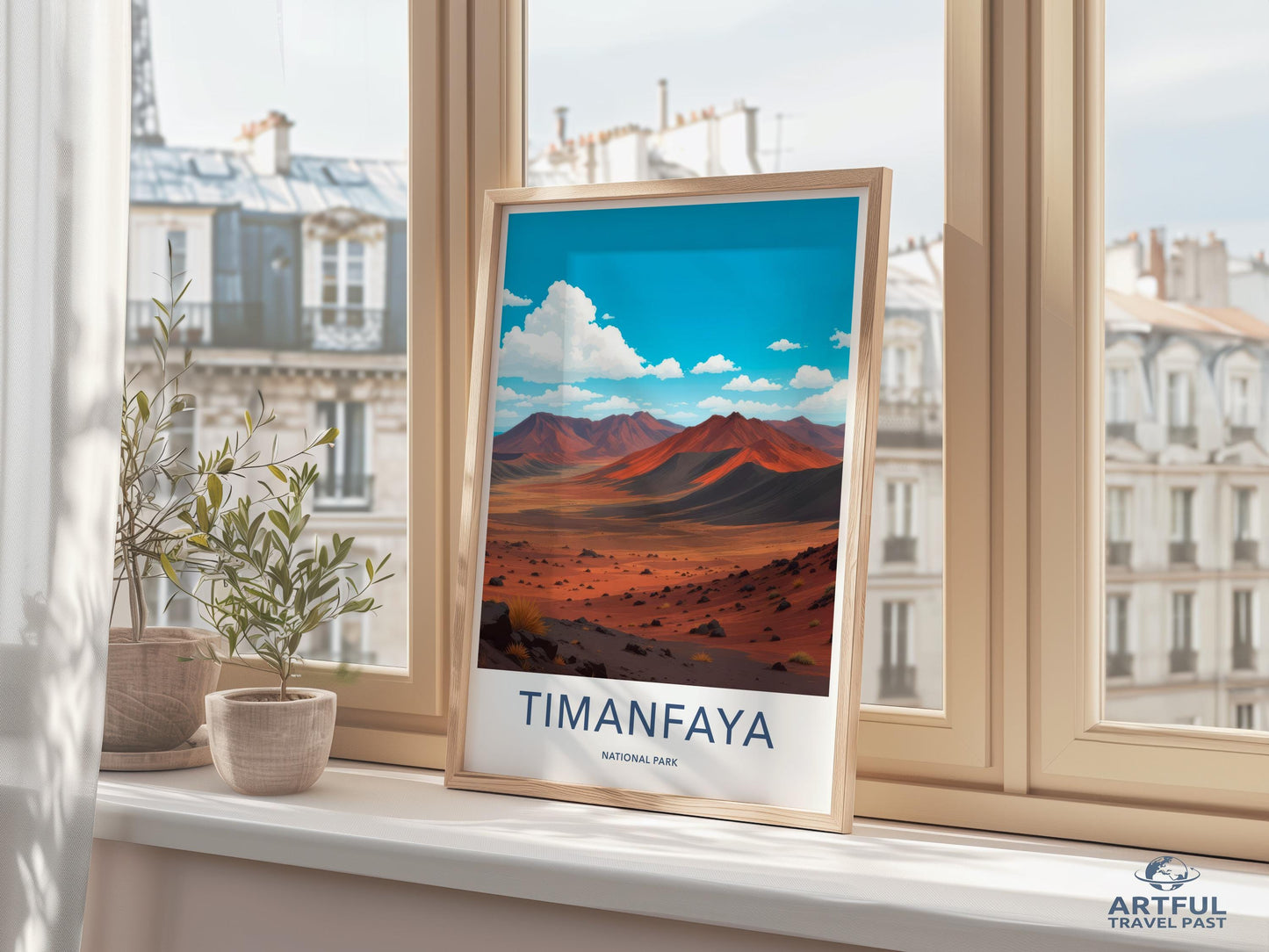 Timanfaya National Park poster, landscape wall art, travel decor, nature print, volcanic scenery, scenic photography