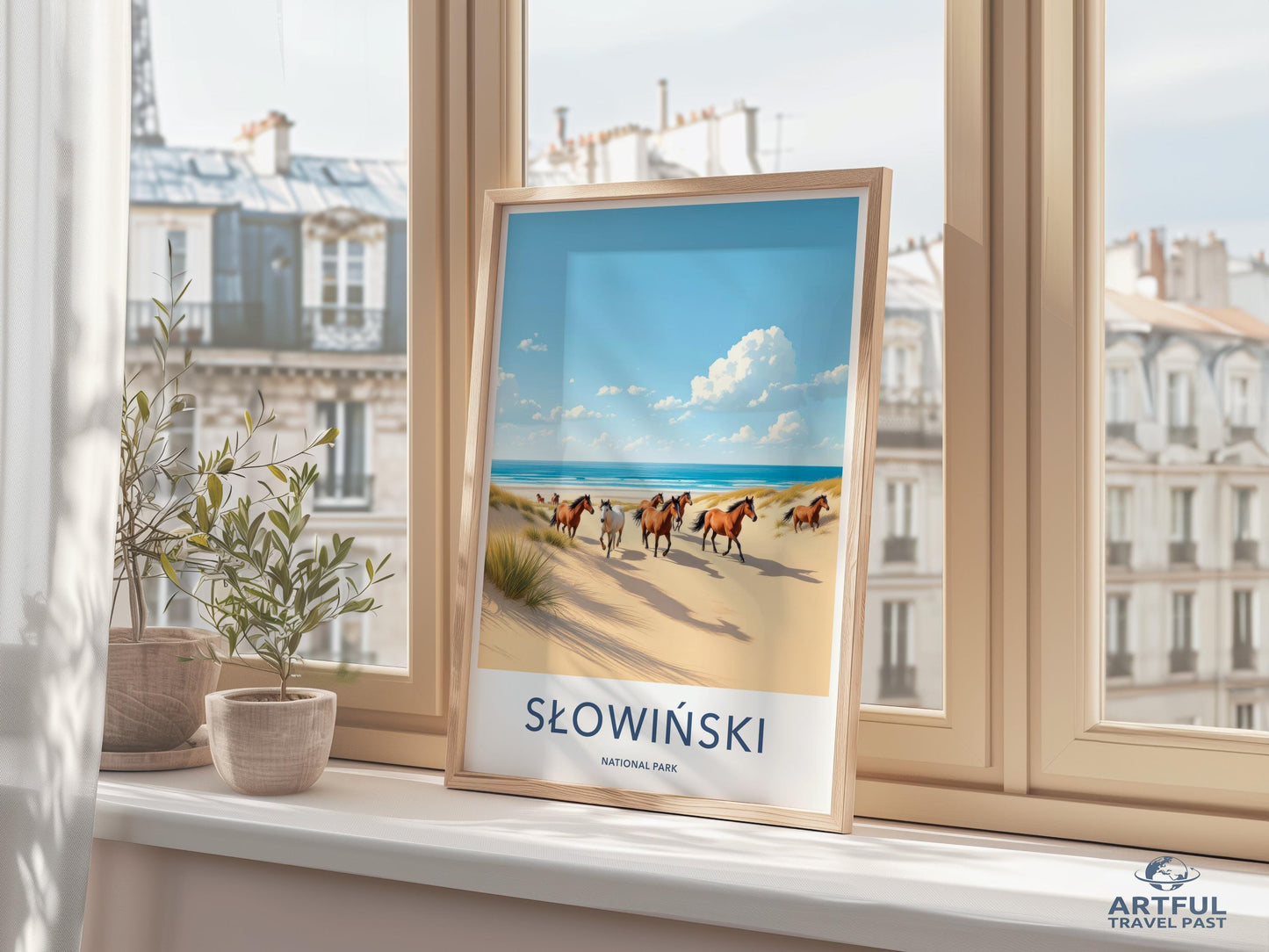 Słowiński National Park Poster, Beach Horses Wall Art, Coastal Nature Print, Scenic Landscape Decor, Travel Poster, Home Office Art