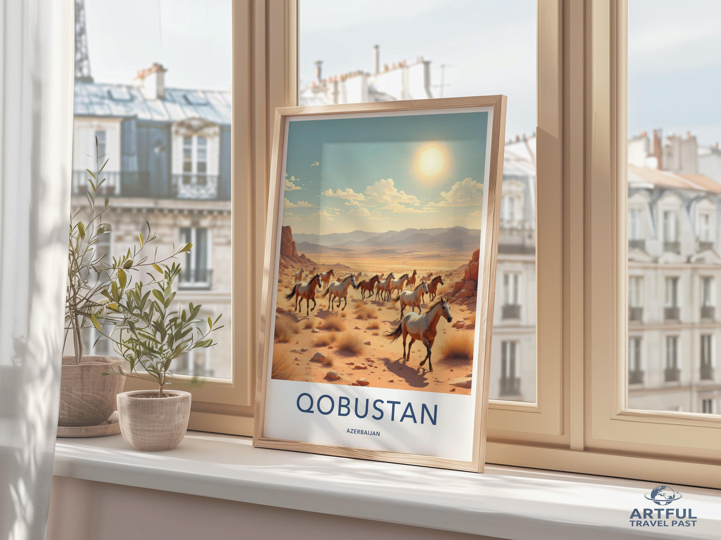 Qobustan Azerbaijan Travel Poster, Vintage Style Home Decor, Wall Art Print, Retro Travel Illustration, Perfect Gift for Travelers