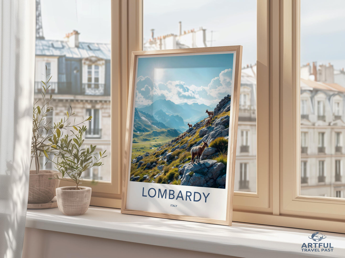 Lombardy Travel Poster, Italian Landscape Art, Wall Decor, Scenic Mountains, Vibrant Nature, Home Decor, Italy Travel Artwork