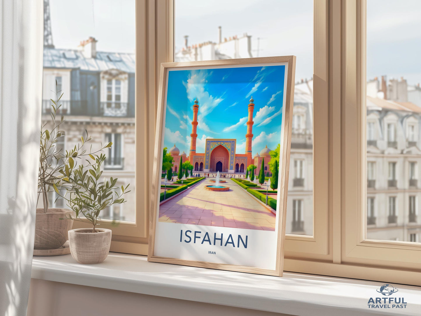 Isfahan Travel Art Print, Persian Cityscape Poster, Wall Art Decor, Modern Home Decor, Colorful Architecture Print, Artful Travel
