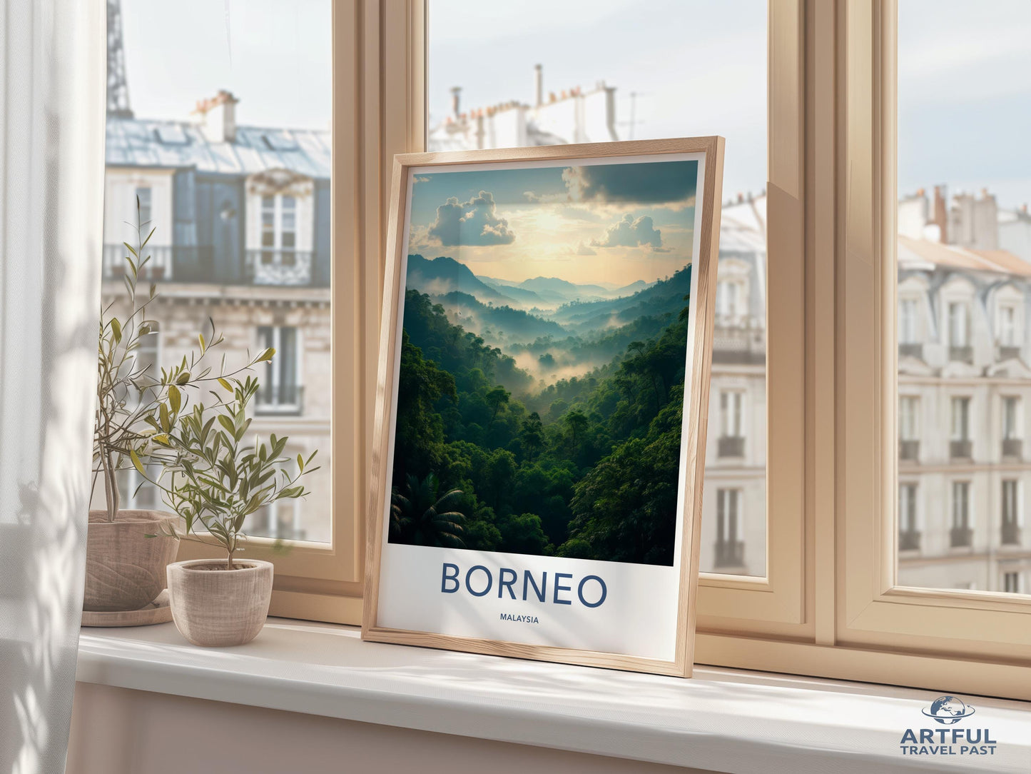 Borneo Malaysia Travel Poster, Scenic Landscape Wall Art, Nature Photography Print, Living Room Decor, Tropical Forest Artwork