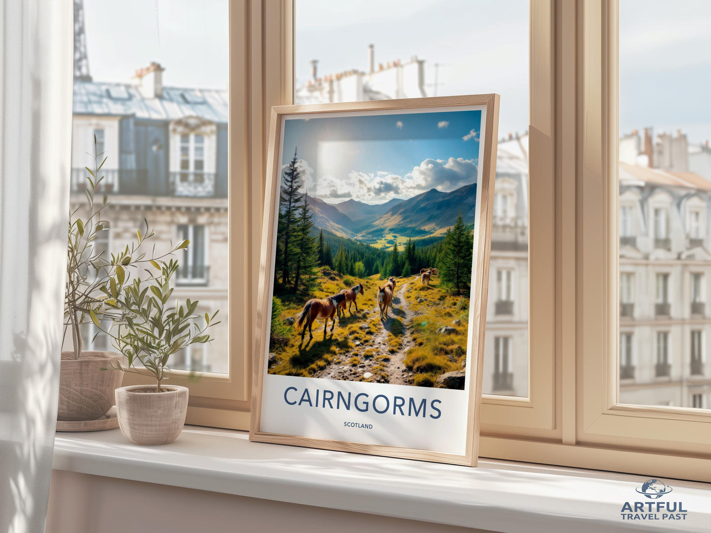 Cairngorms Scotland travel poster, scenic wall art, landscape print, nature decor for home, mountain adventure artwork, gift for hikers