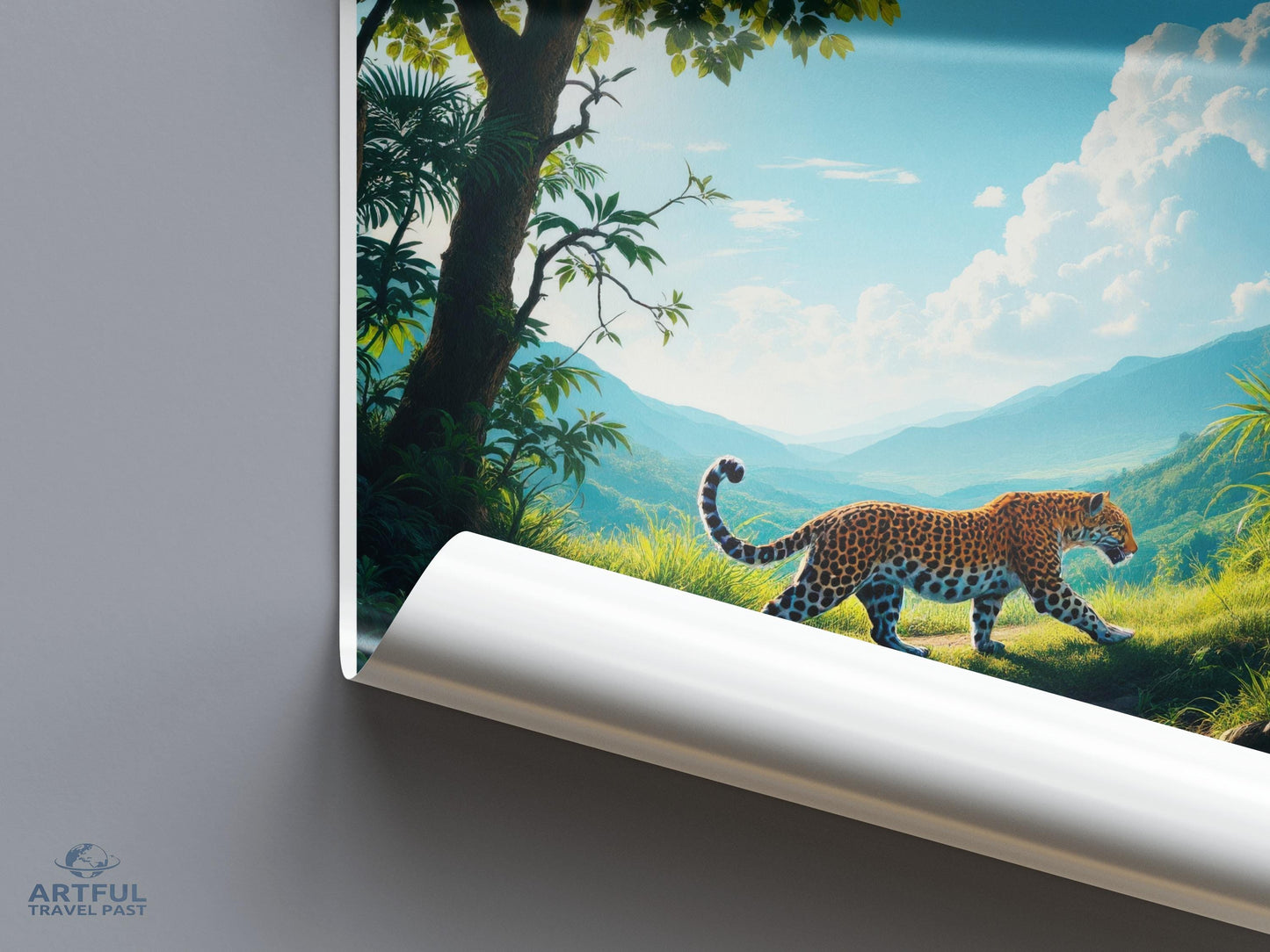 Jungle Safari Wall Art, Leopard Artwork, Nature Print, Wildlife Decor, Adventure Theme, Jungle Landscape, Leopard in Nature, 24x36 Poster