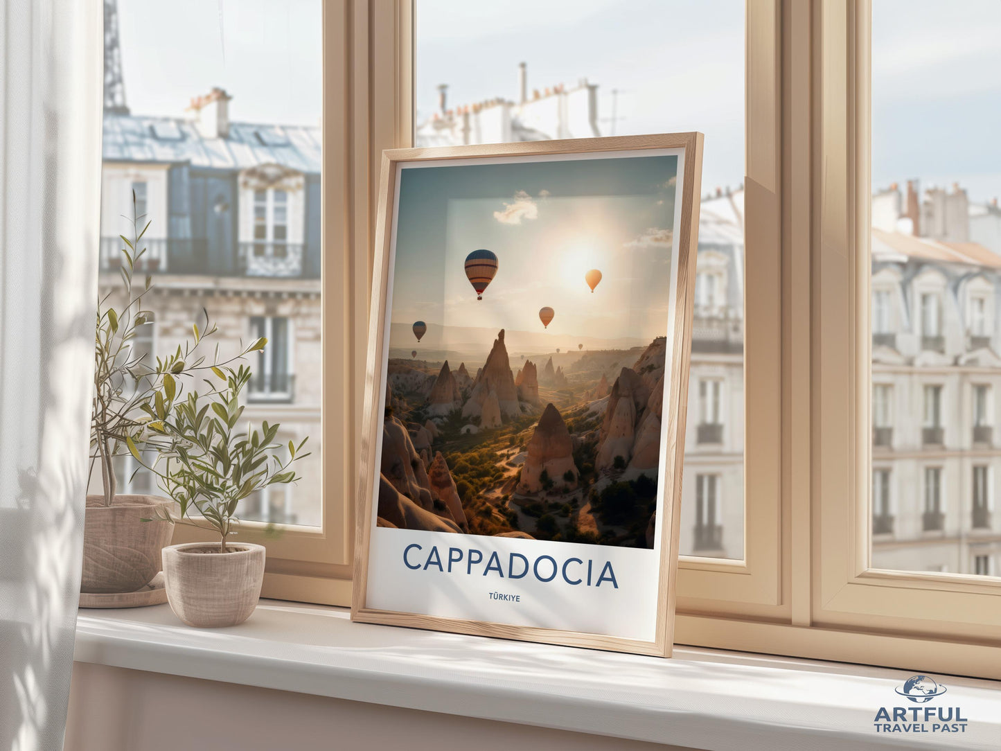 Cappadocia Travel Poster, Hot Air Balloon Wall Art, Turkish Landscape Print, Scenic Cappadocia Decor, Travel Photography, Nature Art