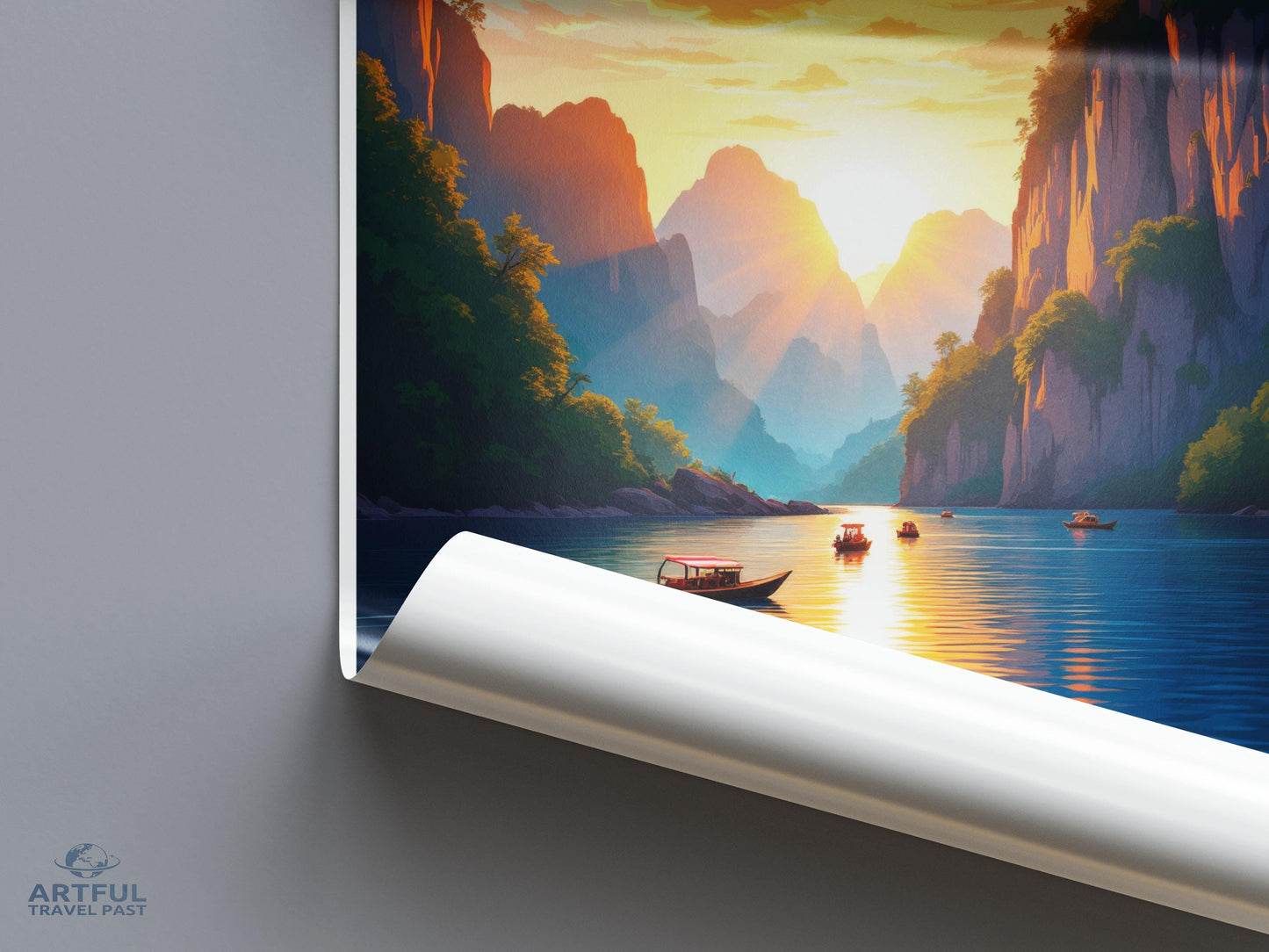 Scenic Mountain Lake Print, Nature Wall Art, Serene Landscape Poster, Peaceful Sunset, Home Decor, Gift Idea, Travel Inspired Artwork