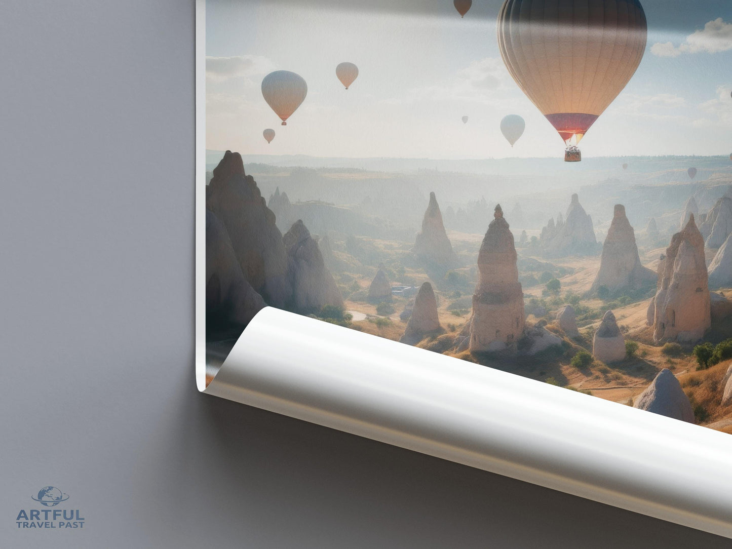 Hot Air Balloons Over Cappadocia Poster, Travel Photography Print, Wall Art for Living Room, Adventure Decor, Home and Office Artwork