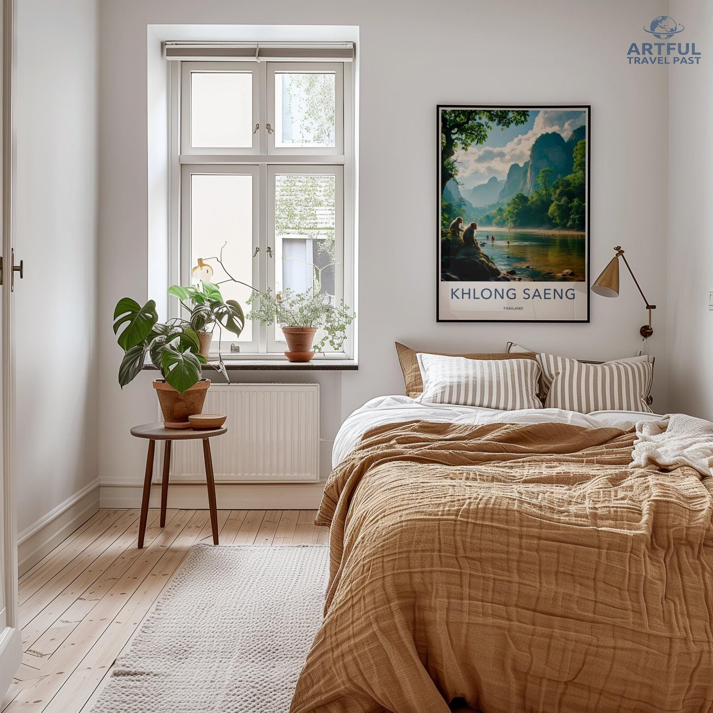 Artful Travel Past Wall Art, Khlong Saeng Poster, Bedroom Decor, Nature Print, Minimalist Artwork, Home Decoration, Scandinavian Design