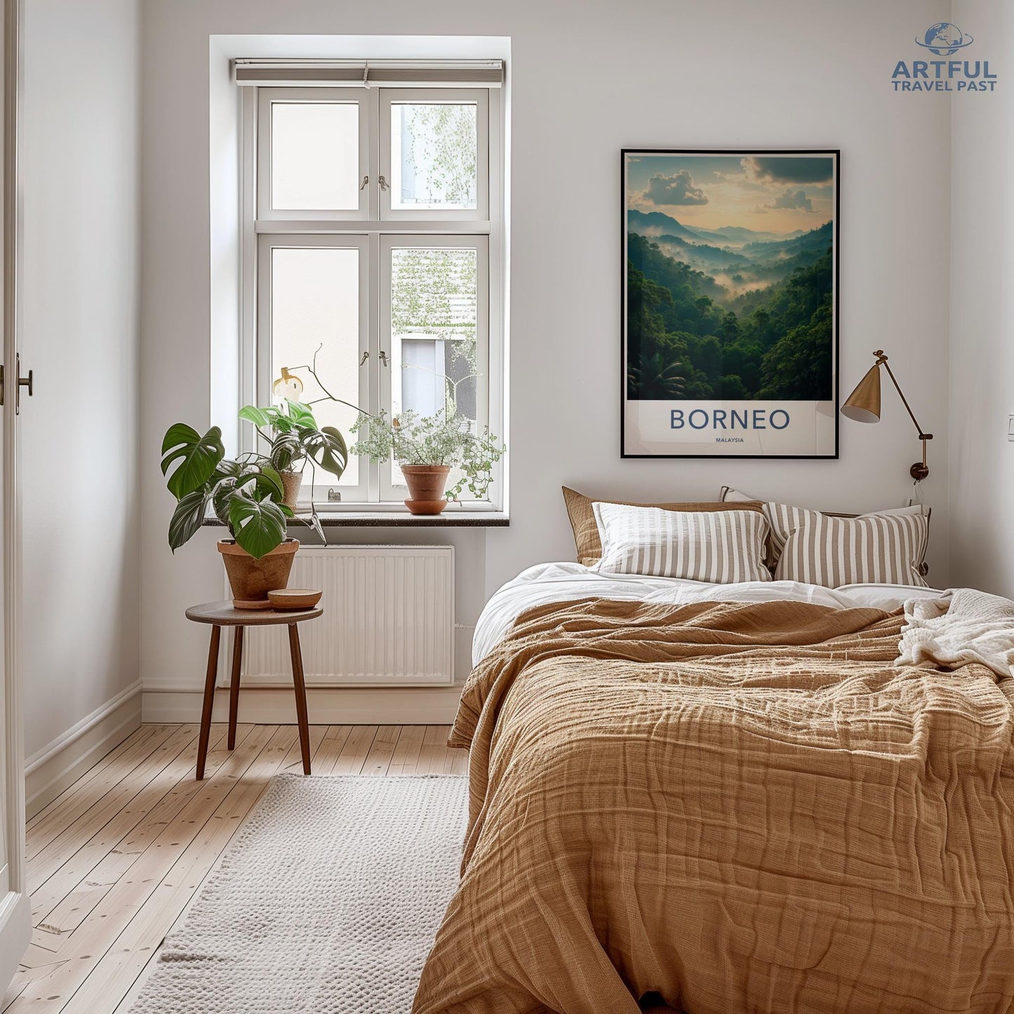 Scenic wall art print, Mystical Borneo forest decor, Nature landscape poster, Tranquil bedroom wall art, Travel-inspired room decor