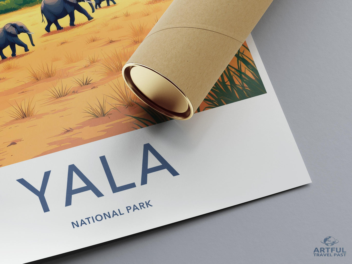 Yala National Park Poster, Wildlife Art Print, Safari Wall Decor, Travel Souvenir, Elephants Landscape Illustration