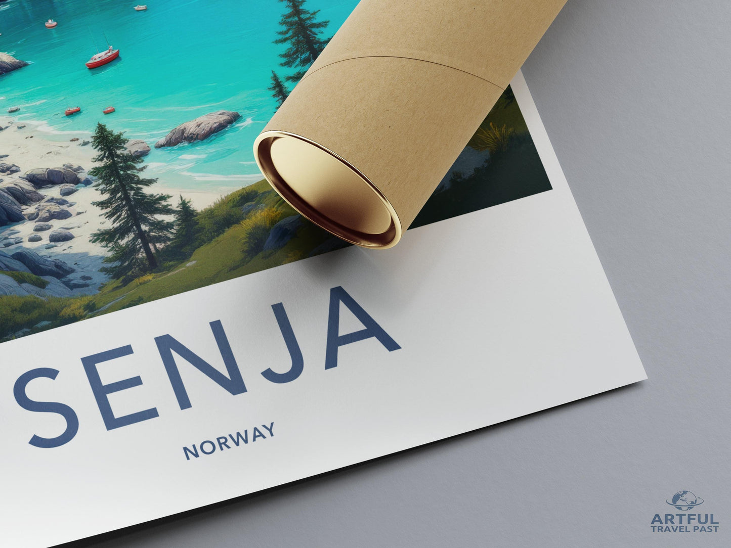 Senja Norway Travel Poster, Coastal Landscape Print, Scandinavian Wall Art, Ocean View Decor, Artful Travel Past