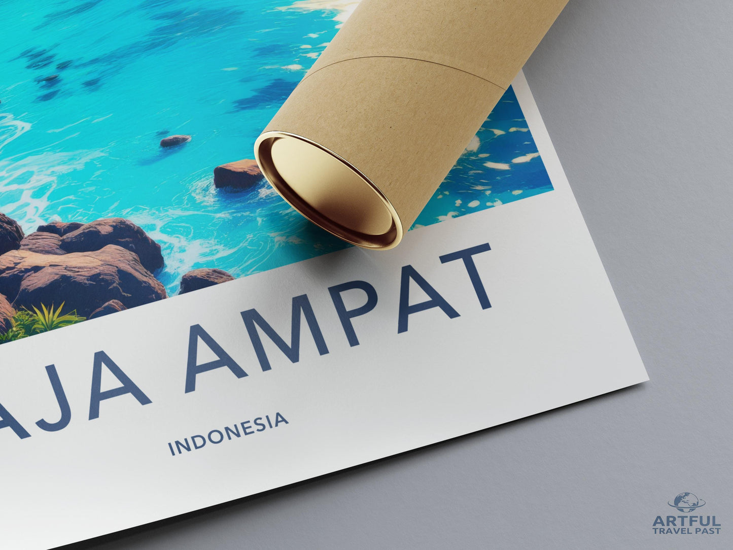 Scenic Raja Ampat Indonesia Travel Poster, Coastal Island Art Print, Tropical Seascape Photography, Wall Decor, Beach Vacation Souvenir