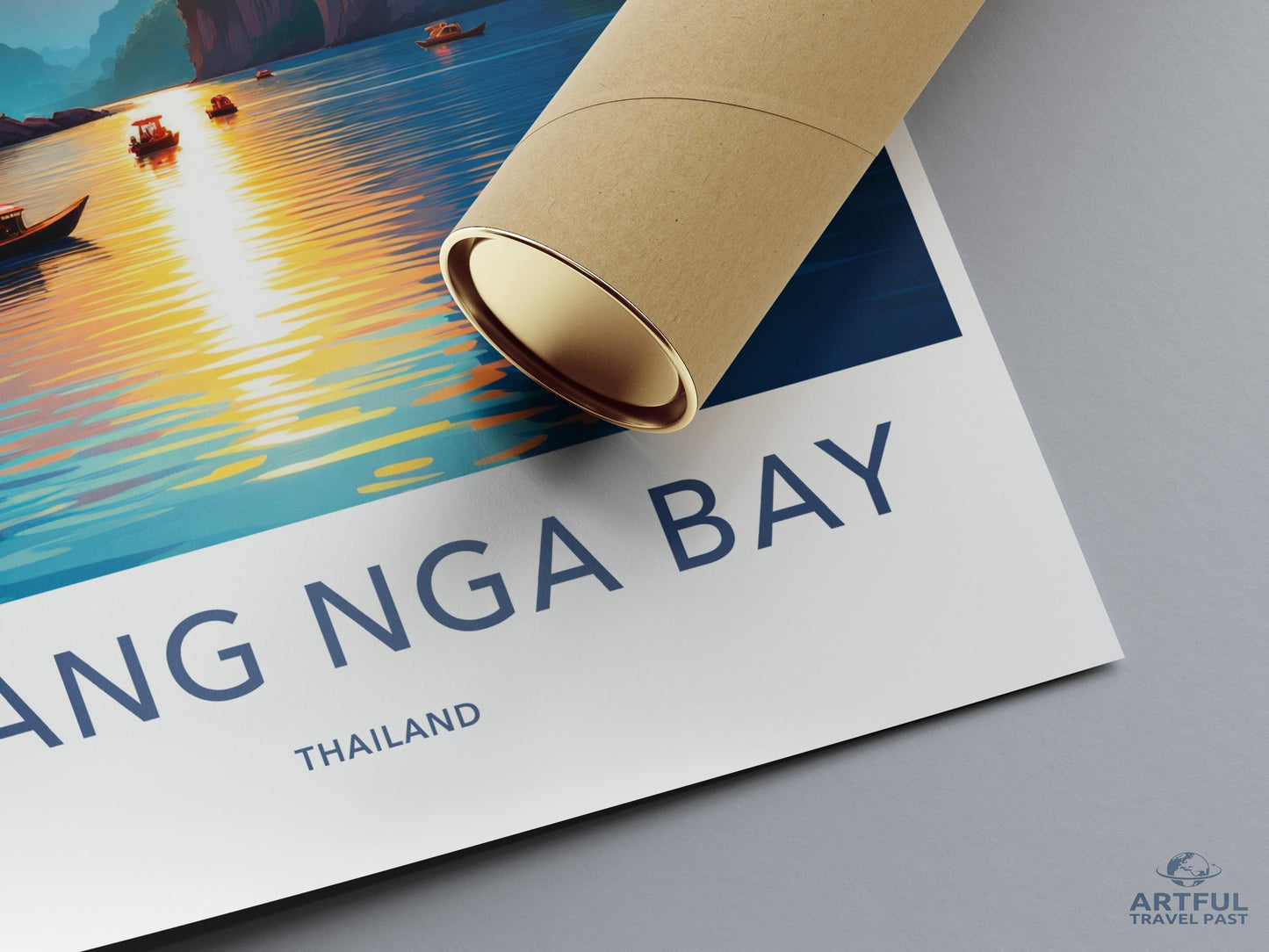 Phang Nga Bay Travel Poster, Southeast Asia Wall Art, Scenic Beach Print, Artistic Decor, Coastal Landscape Picture Elegant Design
