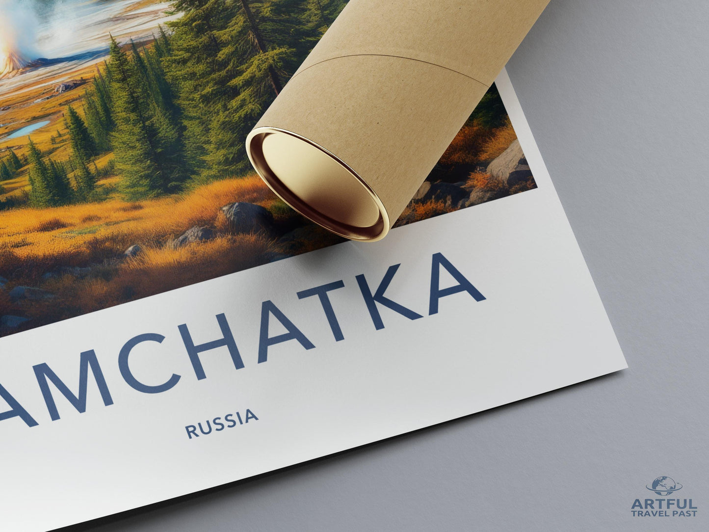 Vintage Kamchatka Travel Poster Print, Nature Landscape Wall Art, Retro Russian Travel Decor, Scenic Artwork for Home, Office Decor
