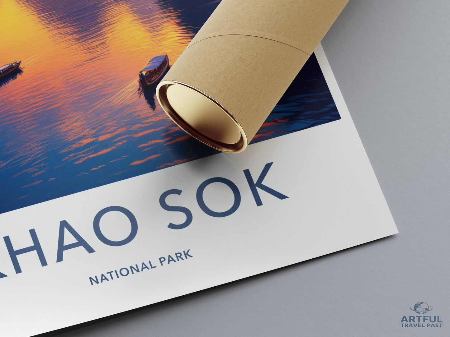 Khao Sok National Park poster, sunset landscape wall art, travel print, adventure decor, nature photography, home decoration