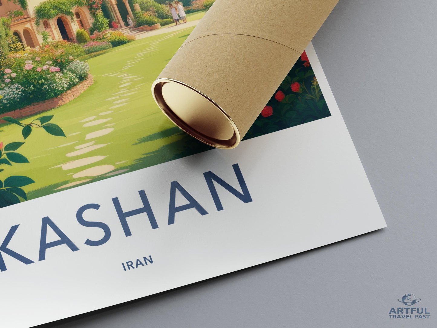 Kashan travel poster, vintage style wall art, Iran travel print, retro home decor, scenic illustration, artful travel past, gift idea