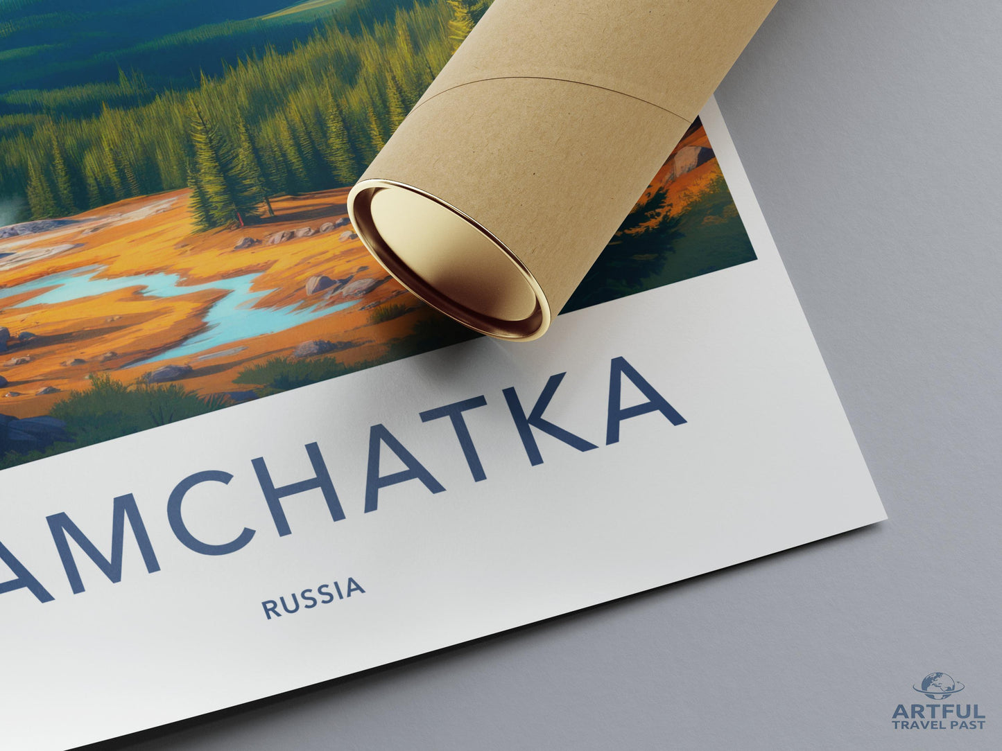 Vintage Kamchatka Travel Poster, Russia Landscape Art Print, Scenic Outdoor Wall Decor, Nature Inspired Home Decoration