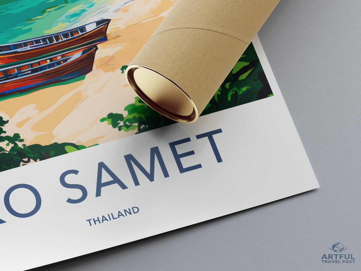 Koh Samet Travel Poster, Thailand Beach Art Print, Scenic Island Landscape, Tropical Adventure Decor, Vintage Style Wall Art