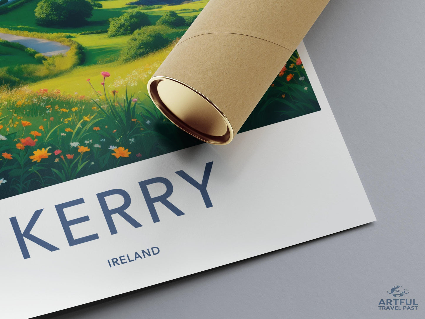 Vintage Kerry Ireland Art Print, Colorful Travel Poster, Scenic Wall Art, Irish Landscape Decor, Home Office Decoration