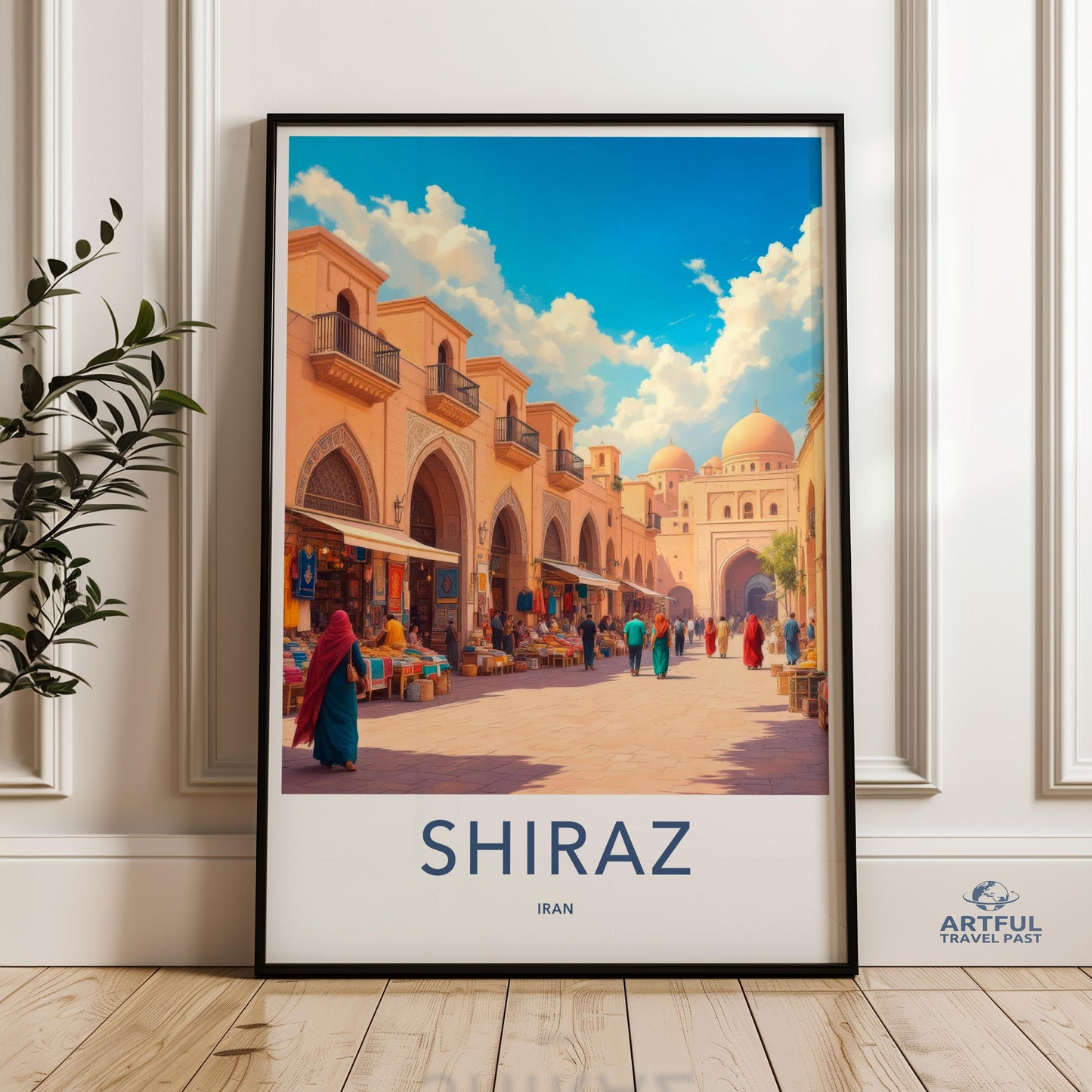Shiraz Iran Wall Art Print, Middle Eastern Culture Poster, Persian Cityscape Decor, Colorful Market Scene Art, Travel Souvenir Gift