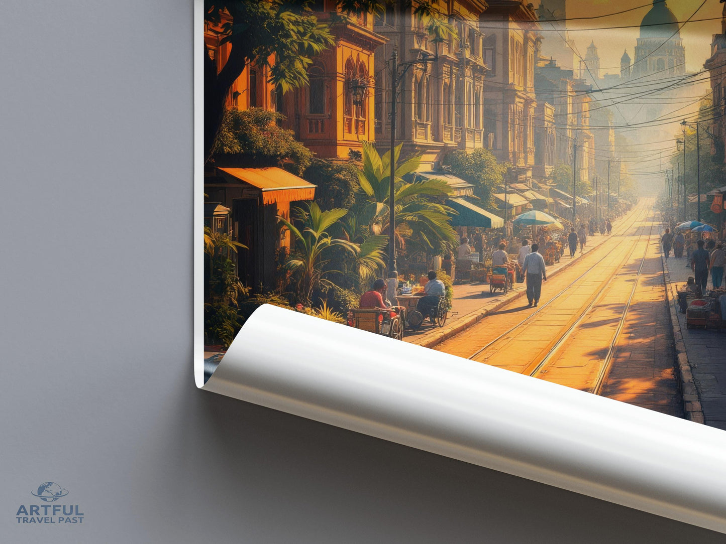 Vintage Cityscape Wall Art Print, Retro Urban Street Scene Decor, Colorful City Poster, Architectural Artwork, Urban Living Room Decor