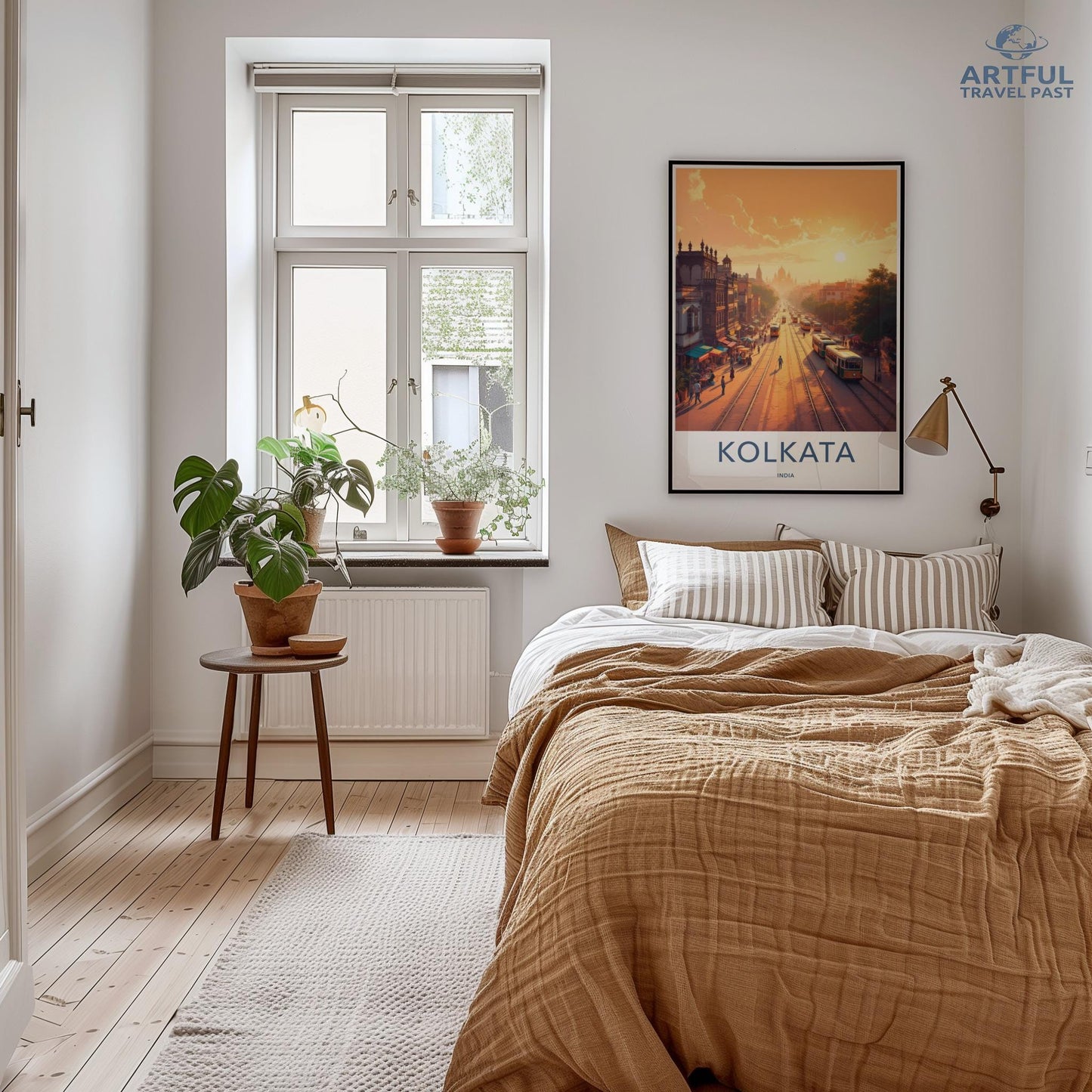 Kolkata cityscape print, sunset wall art, travel poster, urban landscape, city decor, bedroom decor, modern home decor