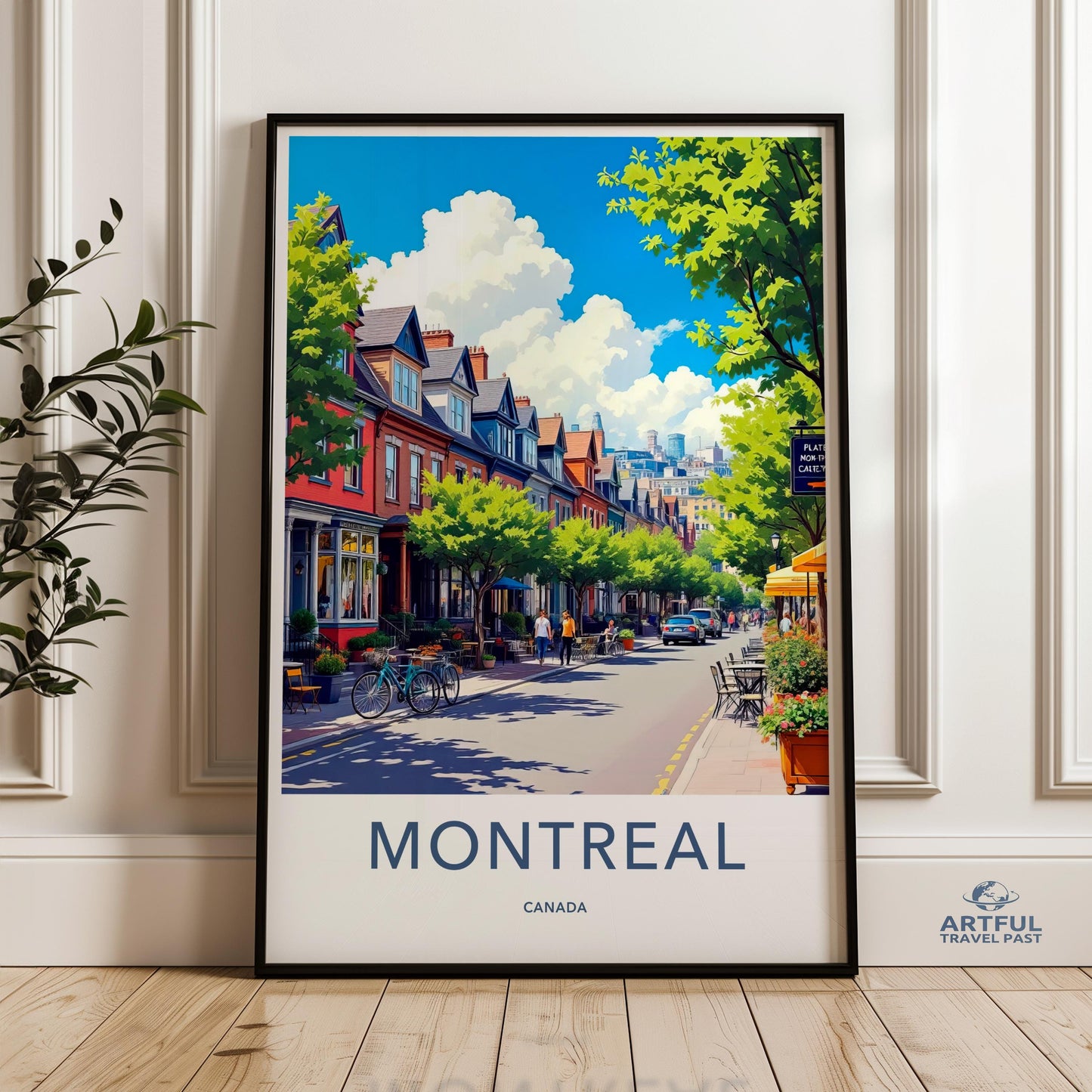 Montreal Canada Street View Poster, Colorful Urban Art Print, Cityscape Photography, Modern Wall Art, Travel Souvenir Decor