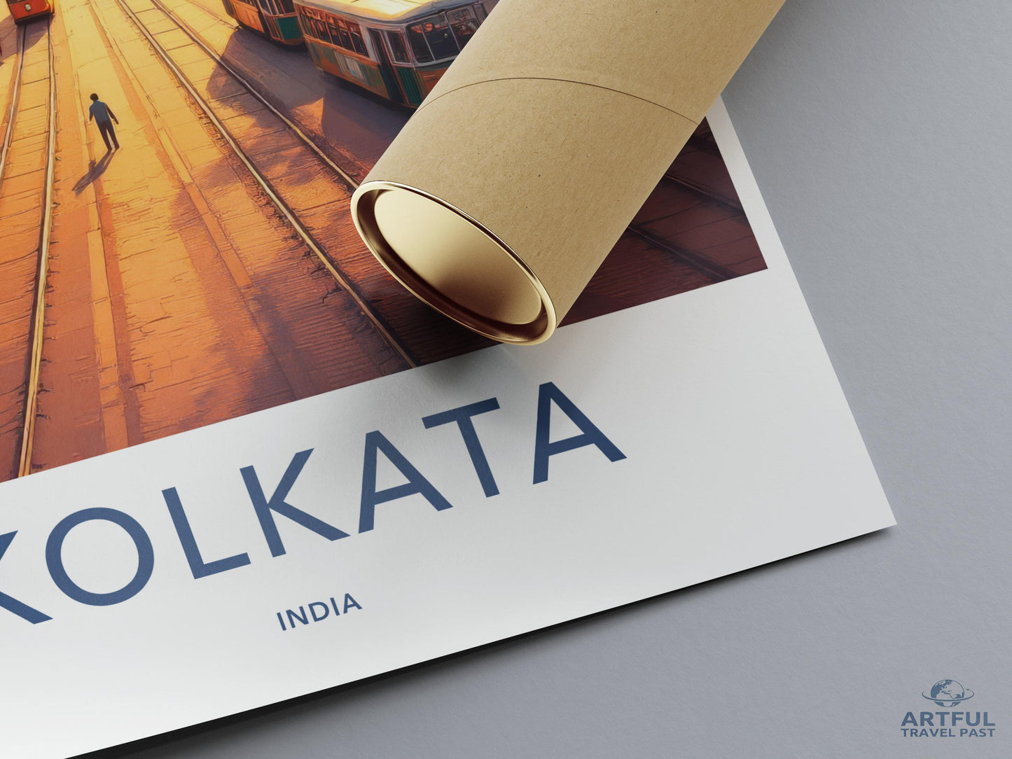 Vintage Kolkata Travel Poster, India Cityscape Print, Wall Art Decor, Retro Kolkata Artwork, Urban Street Scene, Indian Heritage Art